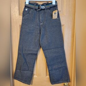 NWT Rocawear Jeans Boys size 10 Blue Yellow Belt